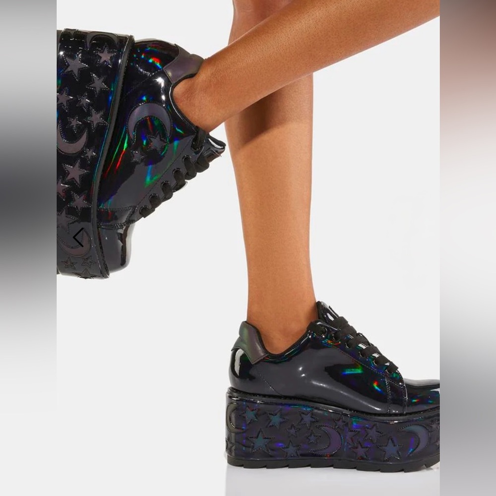 YRU REFLECTIVE LALA LUNA PLATFORM SNEAKERS (SIZE 7.5) NWT - Picture 2 of 9